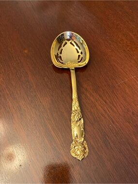 Vtg 1960’s William Adams Italy Gold Plated Serving Utensil Rose Pattern